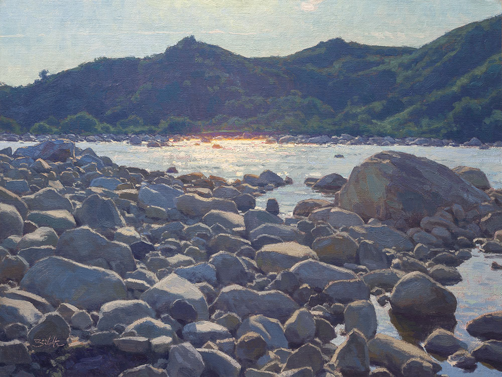 Shimmering (Ventura River) • 18x24 inches • Oil on Linen Panel • Available from Dan Schultz Fine Art in Ojai, California