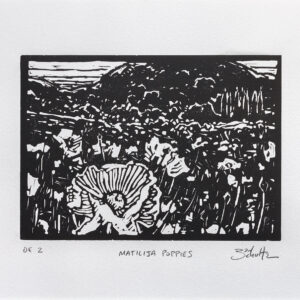 Matilija Poppies, 5x7 Original Hand-Printed Linocut by Dan Schultz